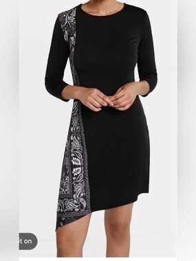Desigual ladies asymmetrical long sleeve dress Paisley size M
